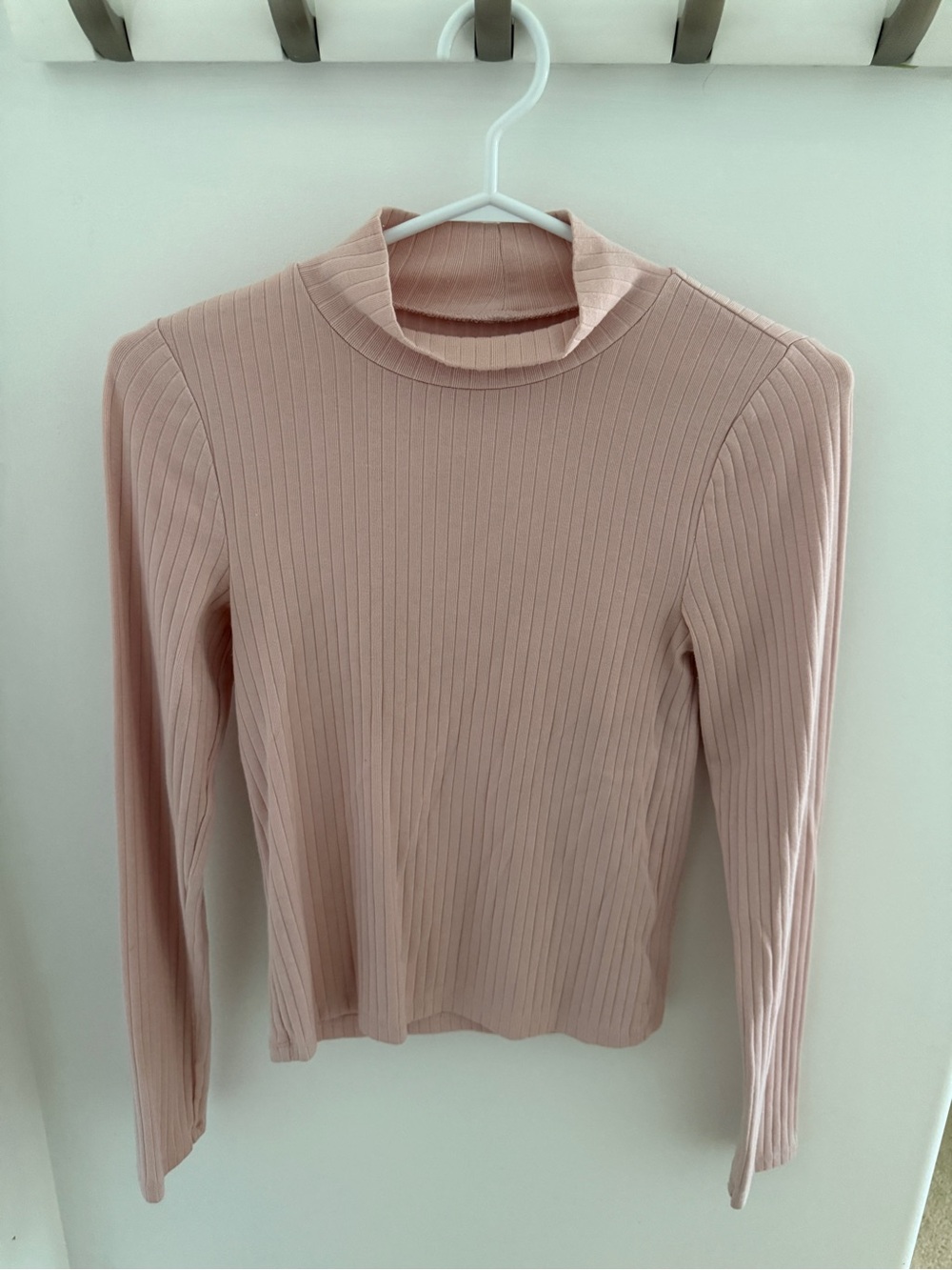 GAP Ribbed Mock Neck Long-Sleeve Top - Blush Pink